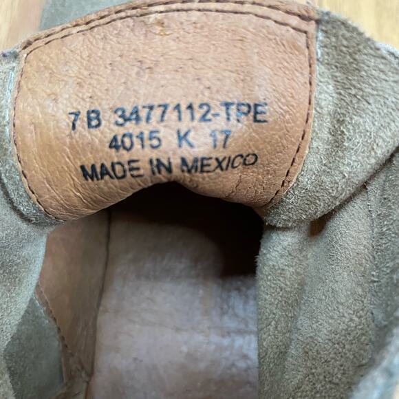 Frye Suede Lace Up Boots 7B Womens Leather Heel Ankle Shaft Grey Brown - Picture 8 of 8